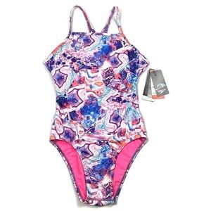 Speedo Turnz One Piece Swimsuit Racing Cut Endurance Fabric Swimsuit NEW!